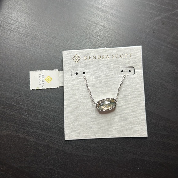 Authentic KENDRA SCOTT Elisa 454 Rhodium Necklace Abalone Shell Pendant - Picture 3 of 5
